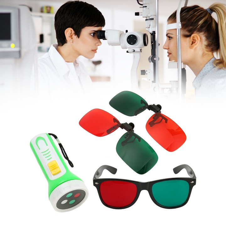 Jormftte szemüvegek, 4 pontos készlet, piros-zöld, hordozható kialakítás, férfiaknak