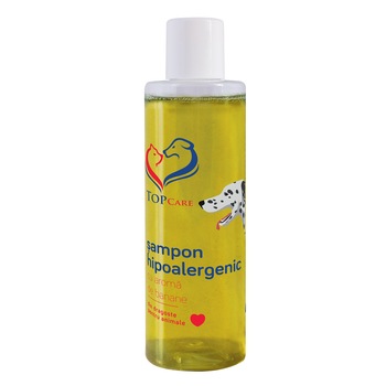 Sampon pentru caini hipoalergenic, cu aroma de banane, TopCare, 200 ml Sampon pentru caini hipoalergenic, cu aroma de banane, TopCare, 200 ml