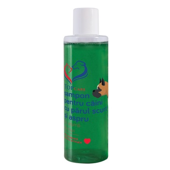 Sampon pentru caini cu parul scurt, cu aroma de kiwi, TopCare, 200 ml Sampon pentru caini cu parul scurt, cu aroma de kiwi, TopCare, 200 ml