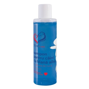 Sampon pentru caini cu blana alba sau culoare deschisa, cu aroma de nuca de cocos, TopCare, 200 ml Sampon pentru caini cu blana alba sau culoare deschisa, cu aroma de nuca de cocos, TopCare, 200 ml