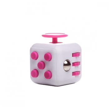 Jucarie antistress fidget cube alb-roz Jucarie antistress fidget cube alb-roz