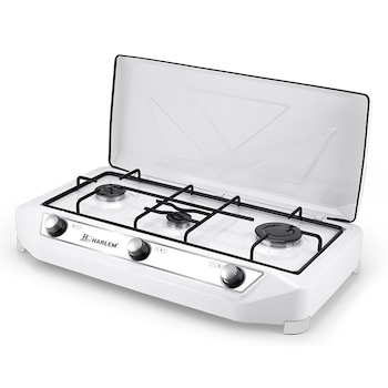 Aragaz emailat cu 3 ochiuri Harlem® LUX XXL , design modern,putere mare, 0,9kW, 1,3 KW si 1,8 KW, acasa si in excursie, ALB Aragaz emailat cu 3 ochiuri Harlem® LUX XXL , design modern,putere mare, 0,9kW, 1,3 KW si 1,8 KW, acasa si in excursie, ALB