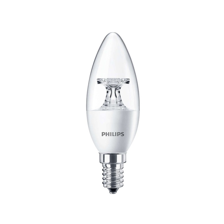 LED свещ прозрачна Philips CorePro 5.5-40W/827 E14 B35