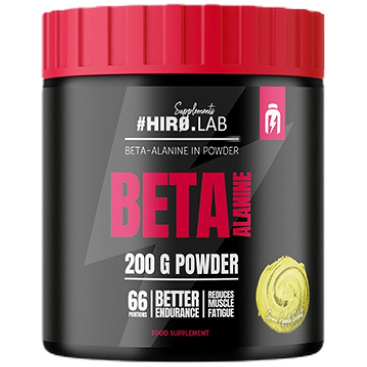 Хранителна добавка Hero.Lab Beta Alanine Powder, Зелена ябълка, 200 грама
