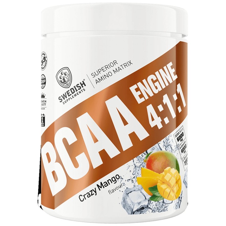 Хранителна добавка SWEDISH Supplements BCAA Engine 4:1:1, Манго, 400 грама