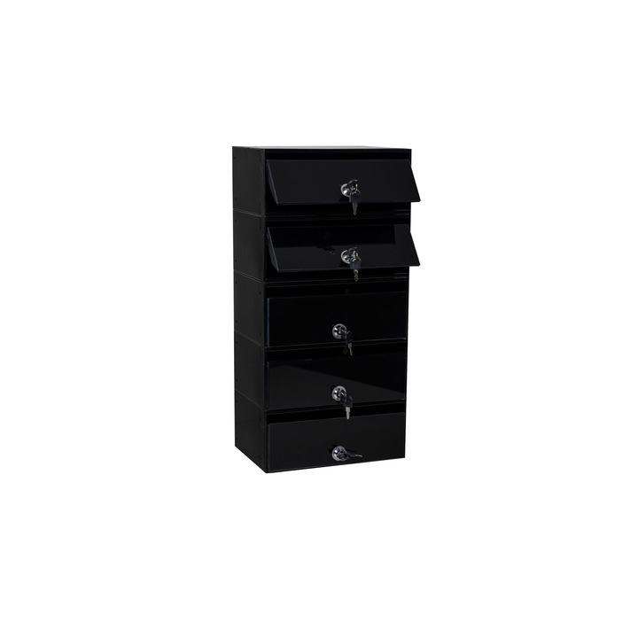Luxus Mailbox Modul 5, fém, fekete, 300x200x625