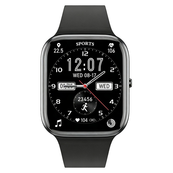 Ceas inteligent IP67｜Rezistent la apa｜Monitorizare sanatate 24/7｜Moduri sportive multiple｜Negru