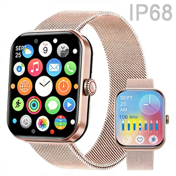 Smartwatch, Giewont, Silicon, Android, 1.3", Negru/Albastru