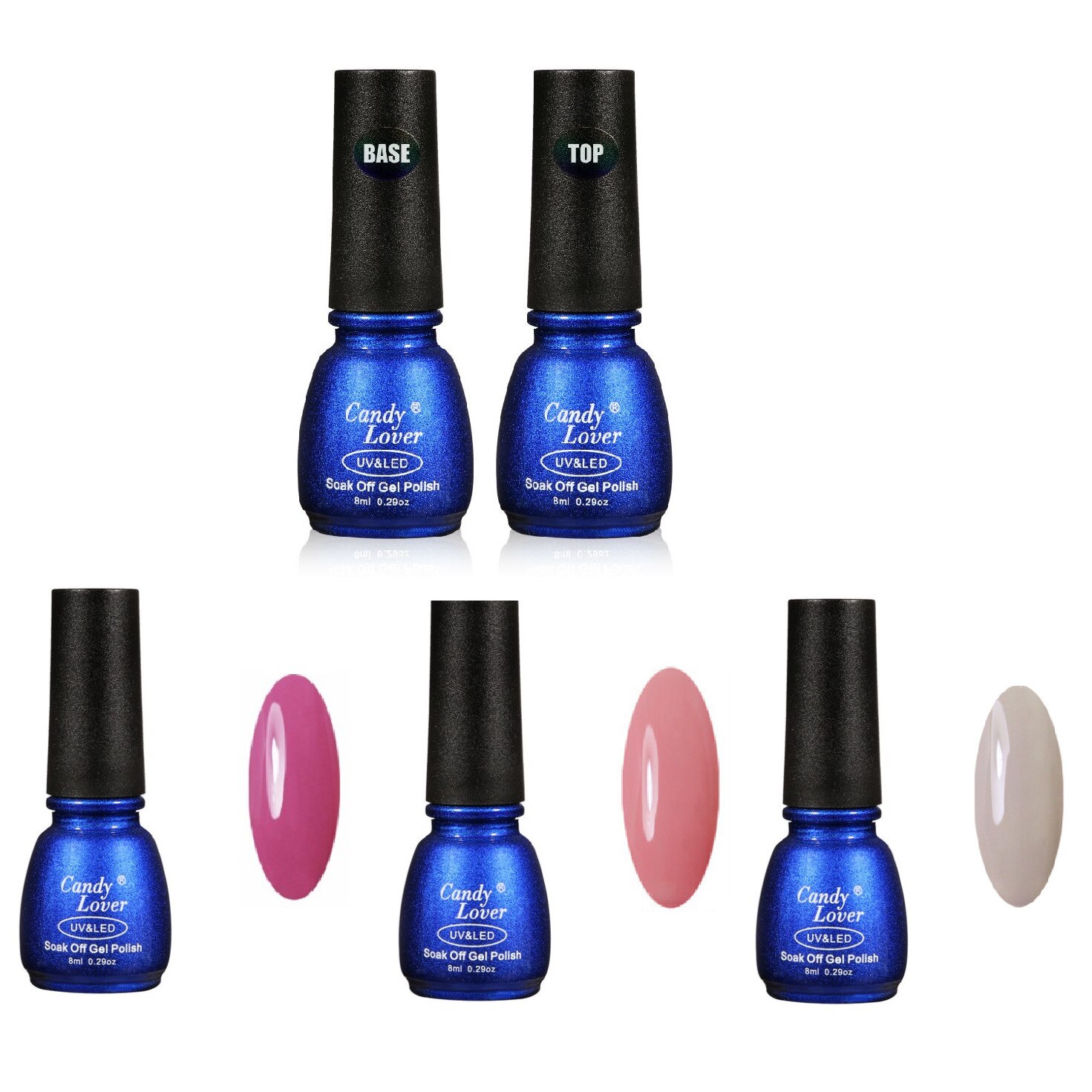 Set Oje Semipermanente Candy Lover Elegance, Mov, Roz, Gri, 8 ml
