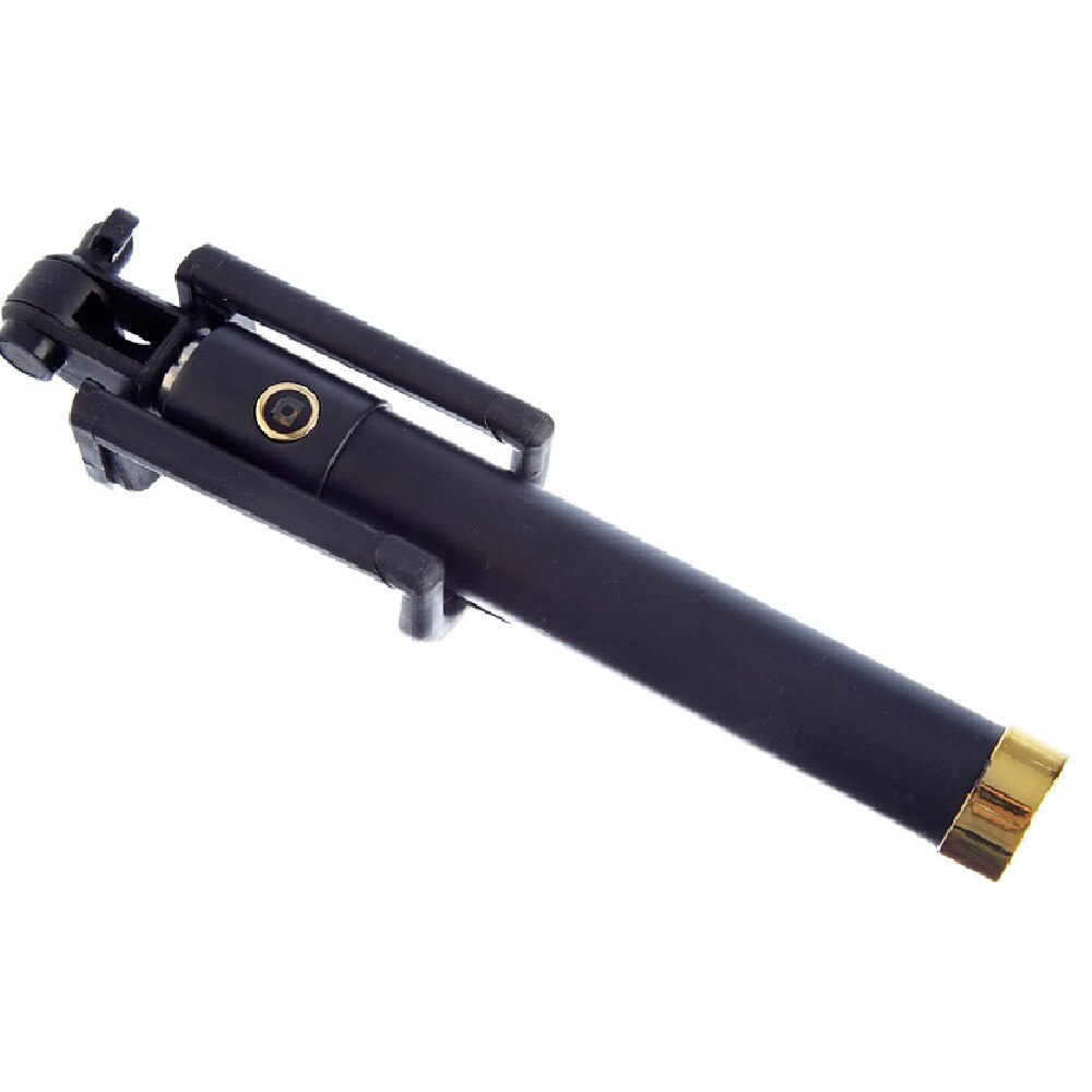 Selfie stick Bluetooth, 80 cm, Negru cu banda Aurie