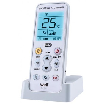 Telecomanda universala pentru aparate de aer conditionat Well RC-AC/WF-AIRGO-WL, Wi-fi, AirGo, statie andocare, App iOS/Android, Alb Telecomanda universala pentru aparate de aer conditionat Well RC-AC/WF-AIRGO-WL, Wi-fi, AirGo, statie andocare, App iOS/Android, Alb