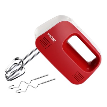 Mixer de mana meister Hausgerate, HRH367, Putere 150W, 3 Viteze, Culoare Alb si Rosu Mixer de mana meister Hausgerate, HRH367, Putere 150W, 3 Viteze, Culoare Alb si Rosu