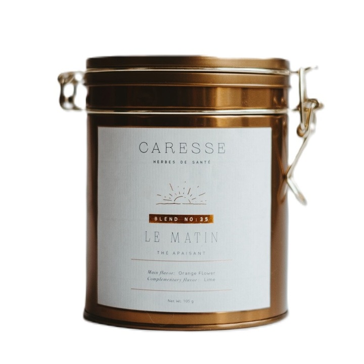 Caresse gyógytea, Le Matin, Narancs aromával, fémdobozban, 105 g