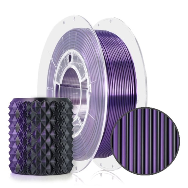 3D филамент, Rosa3D, PLA Magic Silk Purple Mystic (черно+лилаво) 300g