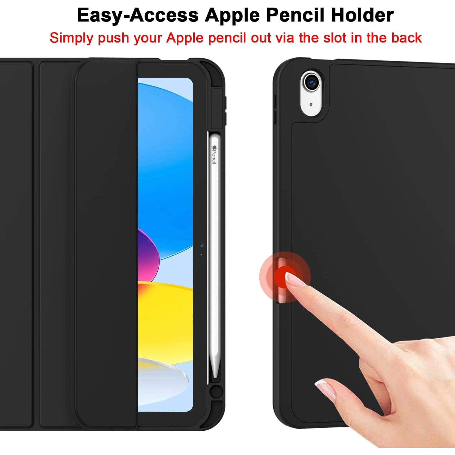 Husa de protectie pentru iPad (A16) 11 generatie de 11 inch 2025, husa pentru iPad 10 generatie de 10, 9 inch 2022, cu suport pentru stilou, husa inteligenta cu suport pliabil in trei, husa spate ultra-subtire din TPU moale, Negru