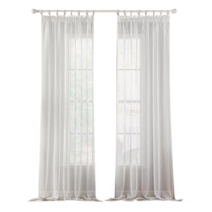 Függöny szalaggal, MIULEE, átlátszó, voile anyagból, tökéletes ablakokhoz és ajtókhoz Hálószoba, nappali, 142 x 222 cm, Fehér