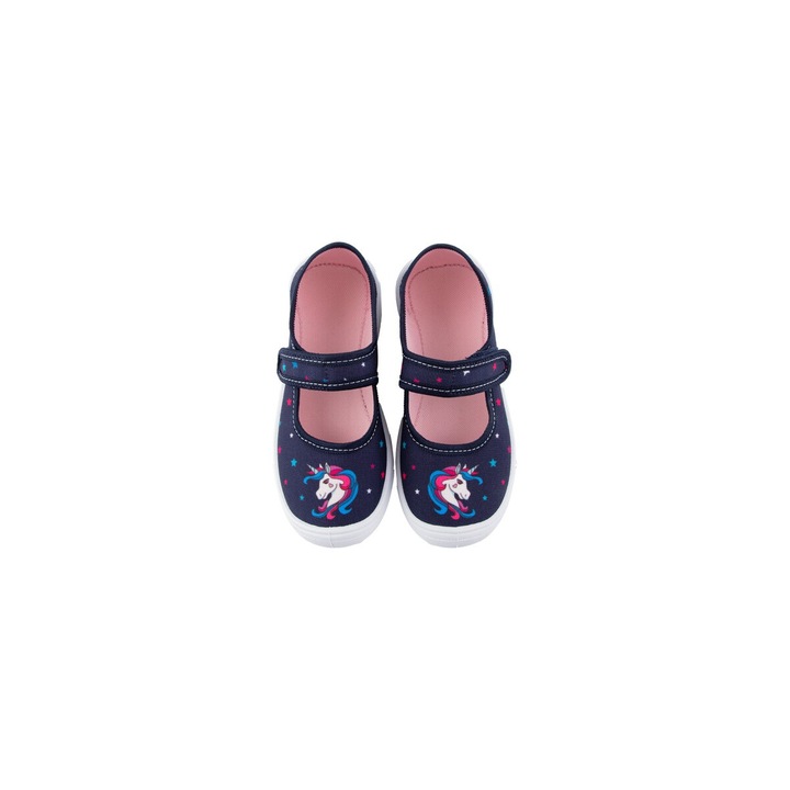 Vi-GGa-Mi, Pantofi copii, unicorn, bumbac, albastru marin, Bleumarin