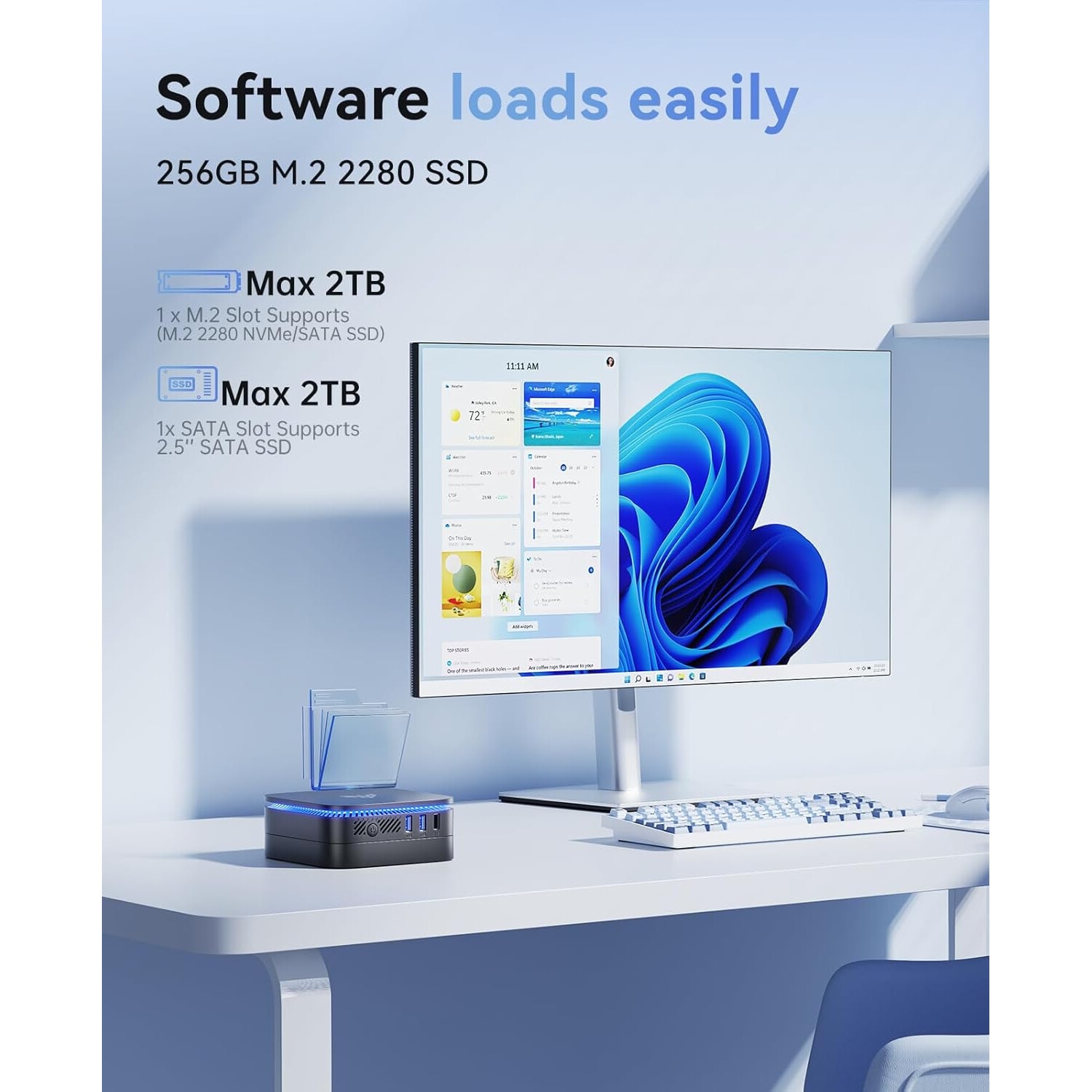 Mini-pc-blok met Windows 11Pro, 64 GB RAM 512 GB, 12e generatie Alder