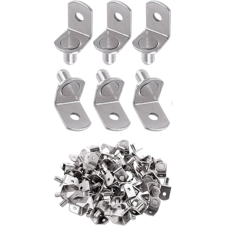 Set 40 bucati suporturi rafturi metalice KUNXIUJ, design in forma de L, rezistente, pentru dulapuri si biblioteci