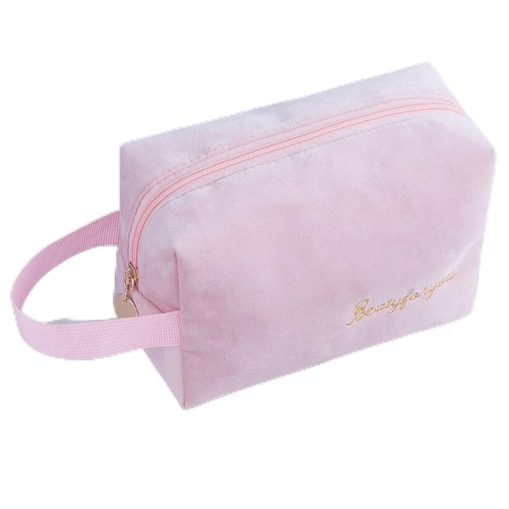 Geanta mare capacitate cosmetice voiaj, cu maner, 20.5 X 11 X 9cm, Vanaxalife®, Roz