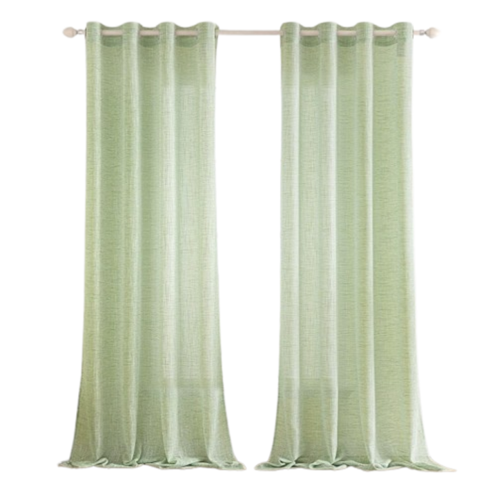 Függöny gyűrűkkel, MIULEE, félig átlátszó, vászonnal és poliészterrel, tökéletes ablakokhoz és ajtókhoz Hálószoba/nappali, 140 x 284 cm, 2 darabos készlet, Zöld