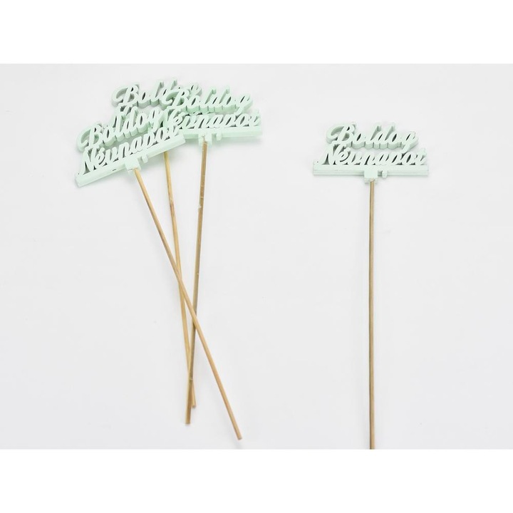 Inscriptie din lemn „Happy Name Day” menta 8x29cm 4buc/pachet