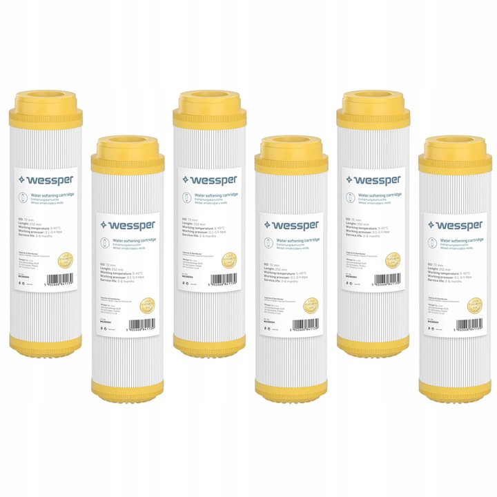 Kit 6 filtru de apa cartus de dedurizare a apei cu rasina 10" Wessper