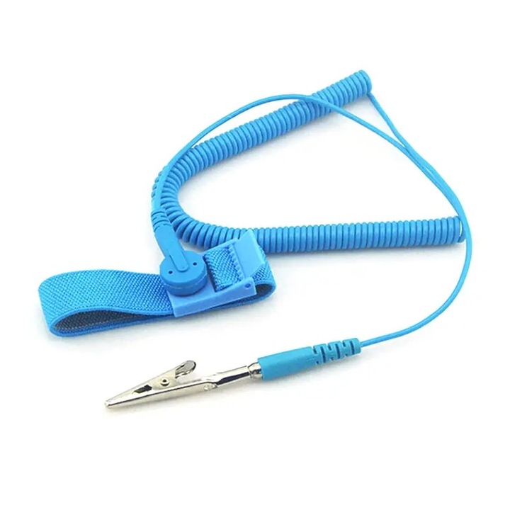 ESD antisztatikus csuklópánt, 1,8 m, kék