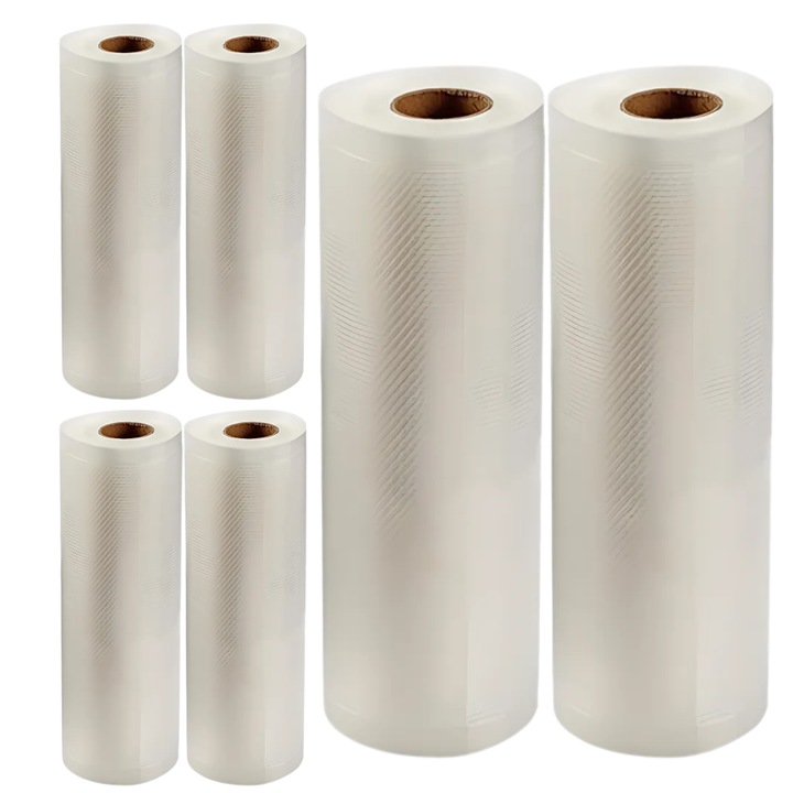 Set 6 role pungi pentru vidat si sigilat alimente SDEPOT®, pentru conservare alimente, legume, fructe, mancare, compatibilitate universala, 15, cu rezistenta la caldura si inghet