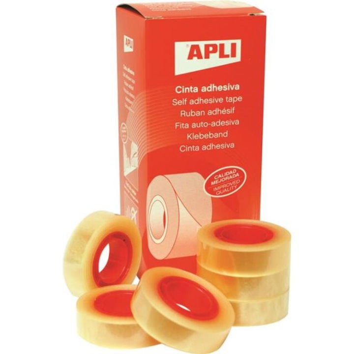Banda adeziva Apli, 12 mm x 33 m, transparenta