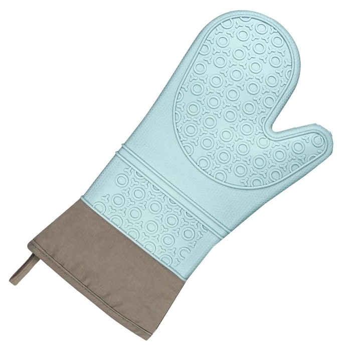 Pufo Cuisine szilikon konyhai kesztyű grillhez vagy sütőhöz, bélelt, 35 cm, zöld