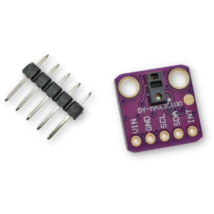 Modul senzor pentru masurarea pulsului, GY-MAX30100, masurare puls, oxigenare sange, I2C, 14 x 14 mm, Rosu
