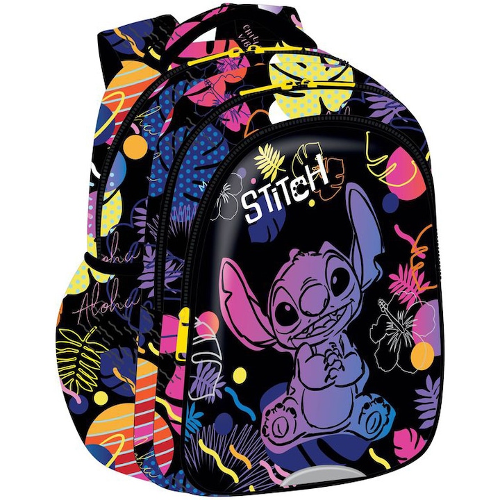 Детска раница, Coolpack Stitch, 3 отделения, 39 x 28 x 15 см, черна