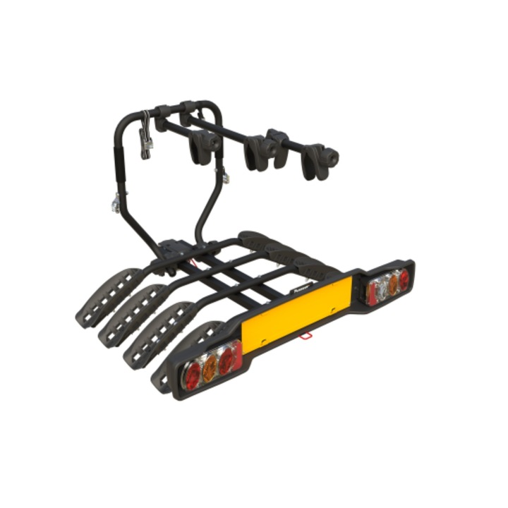Suport pentru 4 biciclete, Peruzzo Siena 668/4N, cu prindere pe carligul de remorcare, Negru