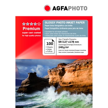 Hartie lucioasa 13x18 (5R) AGFA PHOTO greutate 240g/m - pachet 100 coli Hartie lucioasa 13x18 (5R) AGFA PHOTO greutate 240g/m - pachet 100 coli