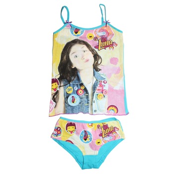 Set 2 piese maieu si chilotei fete, Soy Luna, turcoaz Set 2 piese maieu si chilotei fete, Soy Luna, turcoaz