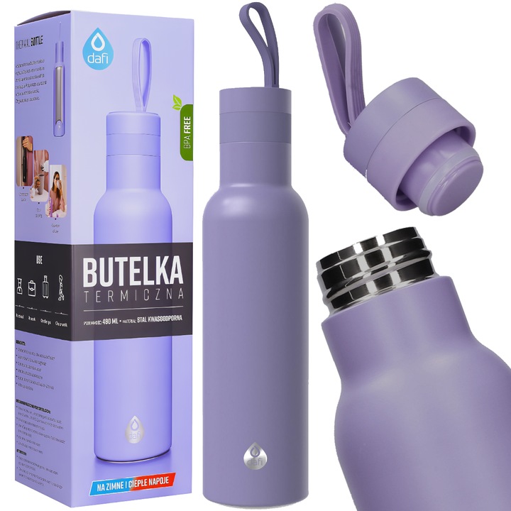 Termos Dafi Easy, Fara BPA, Otel, Compatibil Suport Pahare, Design Modern, violet/lavanda, 490ml