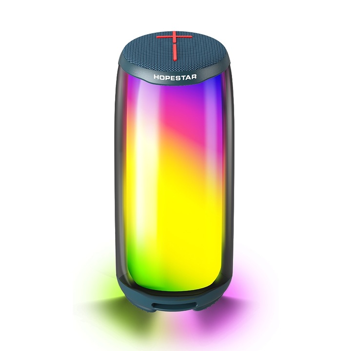 Boxa portabila HOPESTAR P49 Tone Pulse, Bluetooth, Lumini RGB, Rezistent la apa, albastru