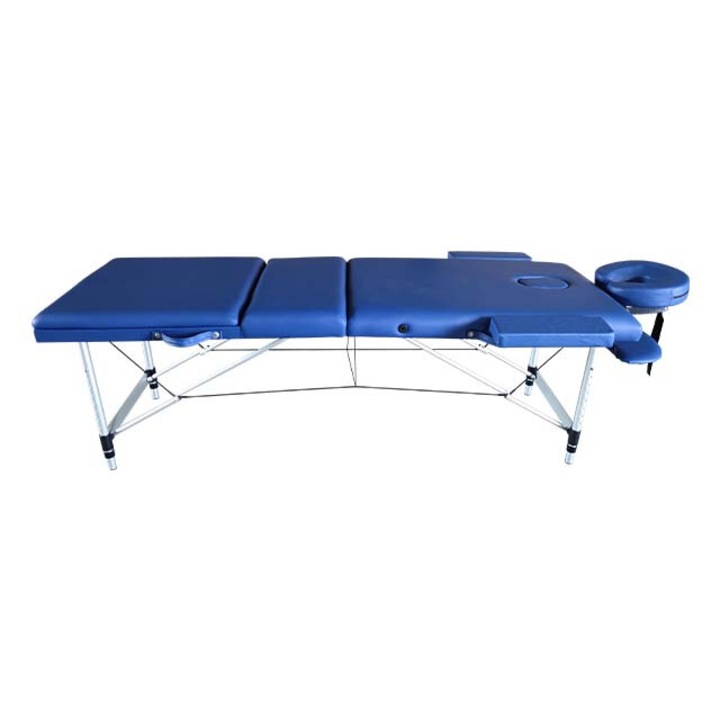 Masa de masaj, cadru aluminiu, 3 sectiuni, Albastru