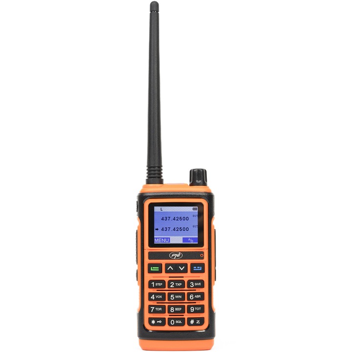 Преносима VHF/UHF радиостанция PNI P17UV двойна лента 144-146MHz и 430-440MHz, 999CH, 1500mAh, Сканиране, Двойно наблюдение, Roger Beep, FM радио функция и сигнализиращо фенерче