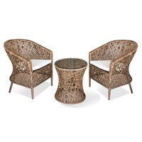 Set KNAKI mobilier terasa,/bar masa rotunda cu 2 fotolii din ratan