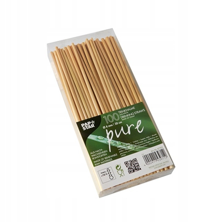 Комплект от 150 сламки Papstar, естествени, 4 мм, 23 см