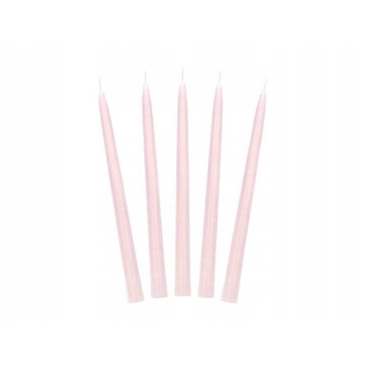 Комплект свещички, PartyDeco, розови, 24 см, 10 бр.