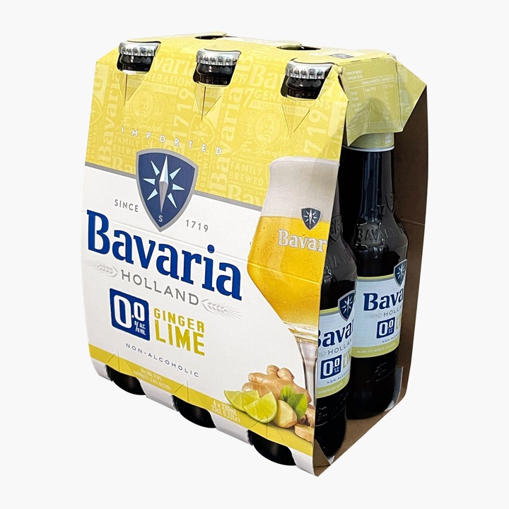 Bere cu Lime si Ghimbir, 0% Alcool, 6 x 0.33 L, Bavaria