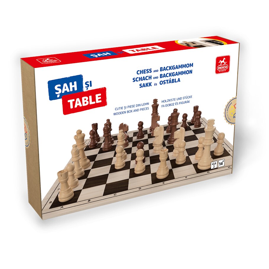 Joc de societate Deico Games, Sah si Table, cutie lemn, 7.9 cm
