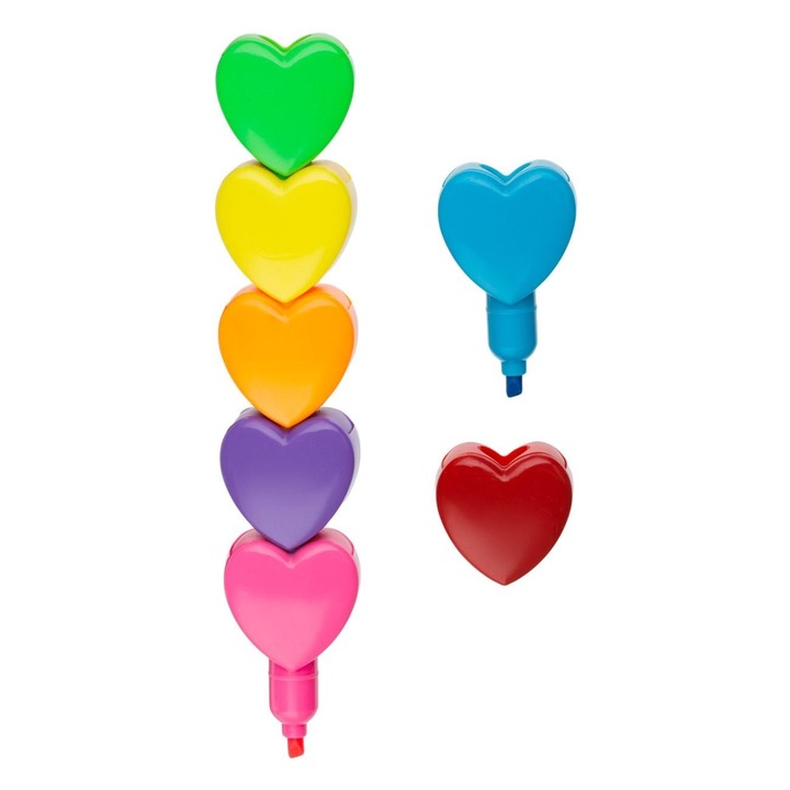 Set 6 Evidentiatoare in Forma de Inimi Colorate, Accesoriu Practic si Creativ pentru Scoala si Proiecte DIY