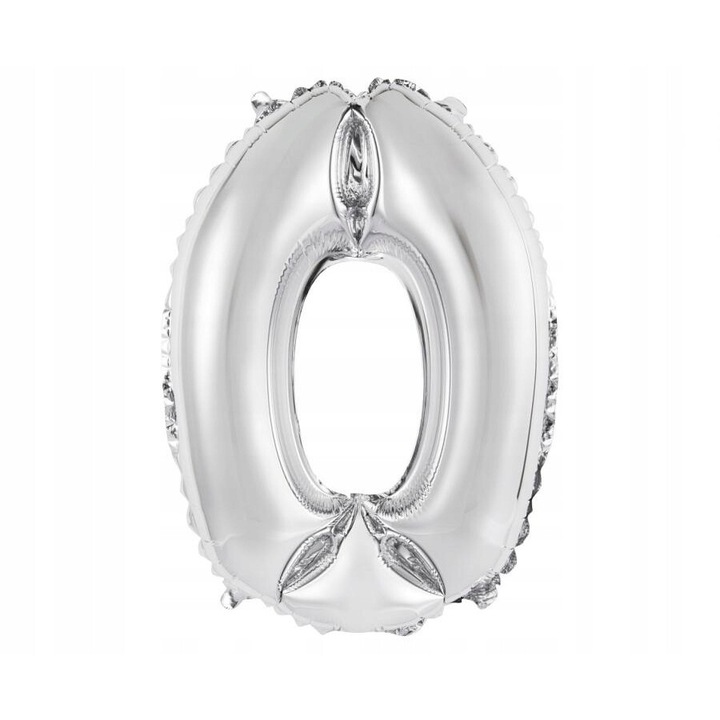 Balon folowy Cyfra 0, ezüst, 35 cm, készlet 1 db.