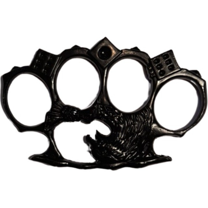 Pumnal tip box, din metal, rozeta autoaparare cu 3 zaruri, 1 cm grosime, negru, dalimag