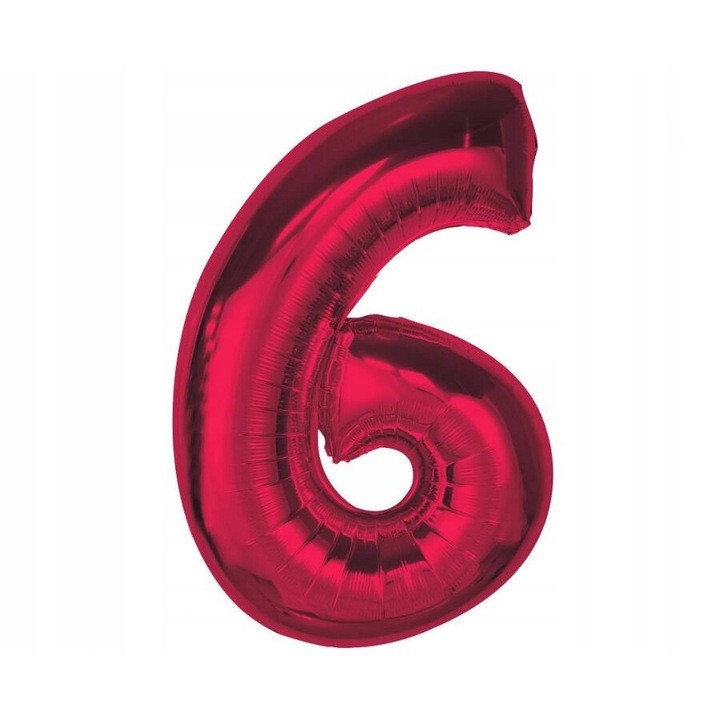 Fólia lufi, 6-os szám, piros, 92 cm, szett