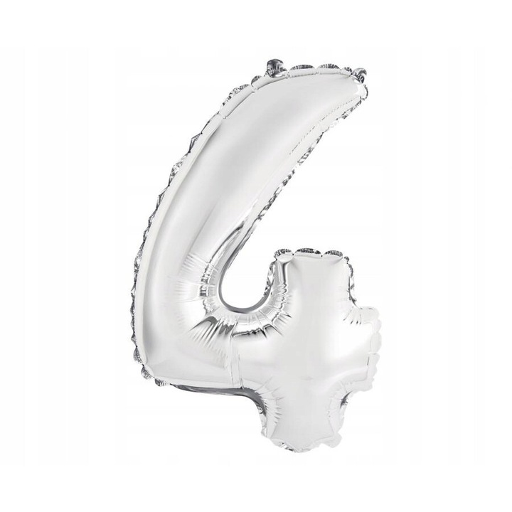 Balon foliowy Cyfra 4, GoDan, сребро, 35 cm, комплект 1 szt